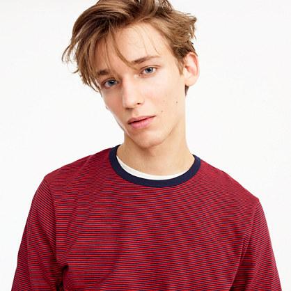 J.Crew Tall slub jersey long-sleeve T-shirt in red microstripe