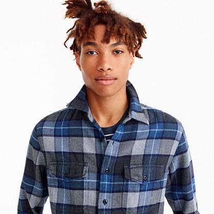 J.Crew Wallace & Barnes heavyweight flannel shirt in navy plaid