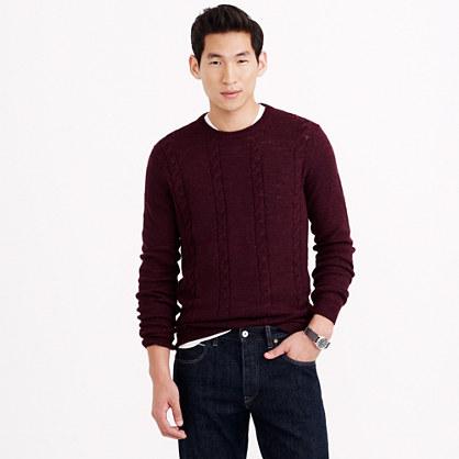 J.Crew Slim rustic merino cable elbow-patch sweater