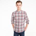 J.Crew Slim stretch Secret Wash shirt in heather poplin grey and red plaid