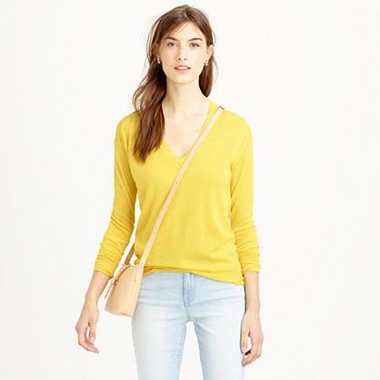 J.Crew Italian featherweight cashmere V-neck boyfriend sweater