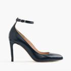 J.Crew Glossy leather pumps with ankle strap