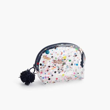 J.Crew Vinyl makeup pouch with glitter