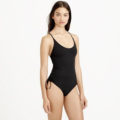 J.Crew Italian matte ruched cross-back one-piece swimsuit
