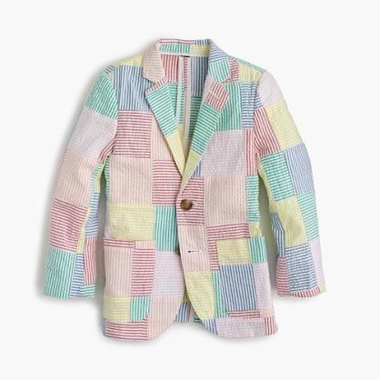 J.Crew Boys' Ludlow blazer in patchwork seersucker