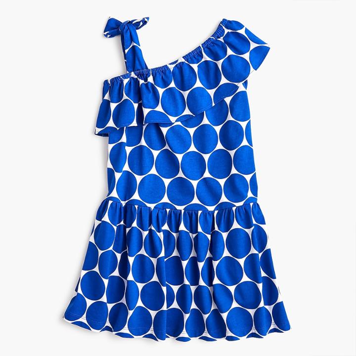 J.Crew Girls' asymmetrical dress in dots