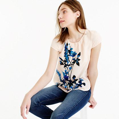 J.Crew Silk cap-sleeve top in midnight bloom