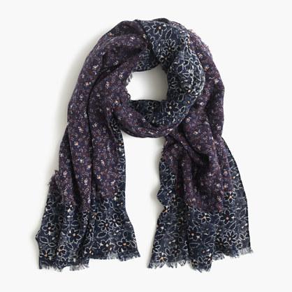 J.Crew Wool-silk double-layer patterned scarf