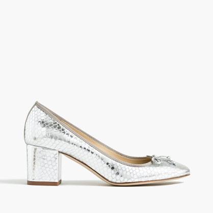 J.Crew Evie ballet heel in silver
