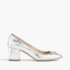 J.Crew Evie ballet heel in silver