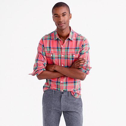J.Crew Midweight flannel shirt in lodge orange plaid