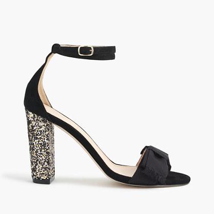J.Crew Suede sandals with glitter heel