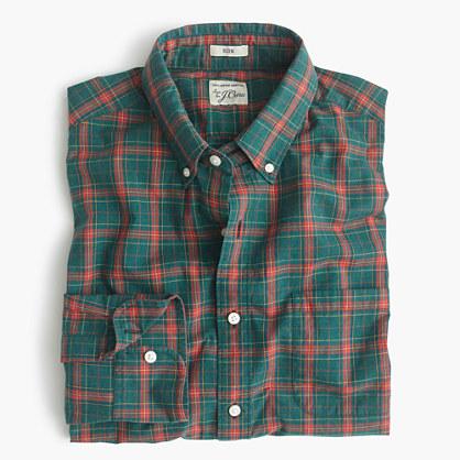 J.Crew Slim Secret Wash shirt in heather poplin green plaid