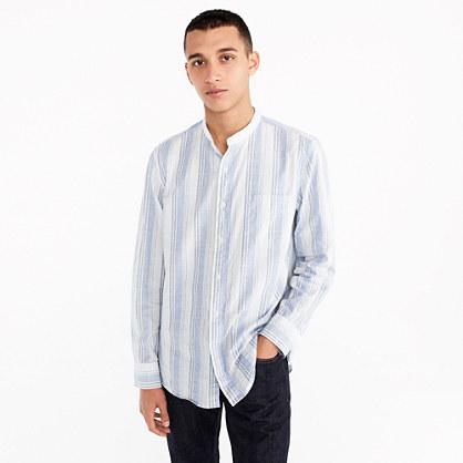 J.Crew Band-collar shirt in blue slub poplin stripe