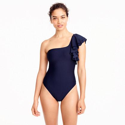 J.Crew Ruffle shoulder one-piece swimsuit