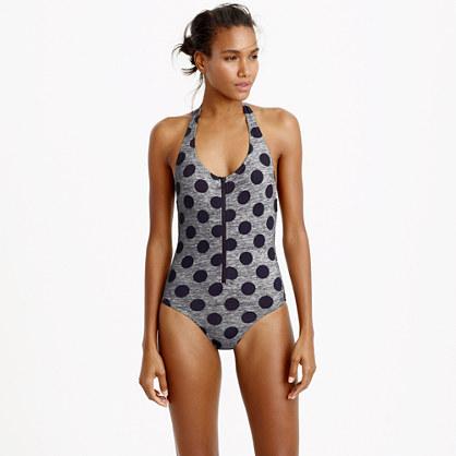 J.Crew Grey dot one-piece swimsuit