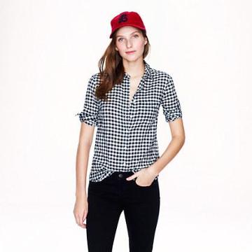 J.Crew Crinkle boy shirt in black check