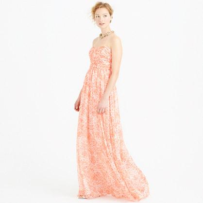 J.Crew Marbella long dress in watercolor silk chiffon