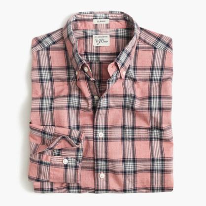J.Crew Secret Wash shirt in pale red heather poplin plaid