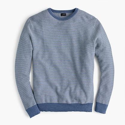 J.Crew Cotton crewneck sweater in striped garter stitch