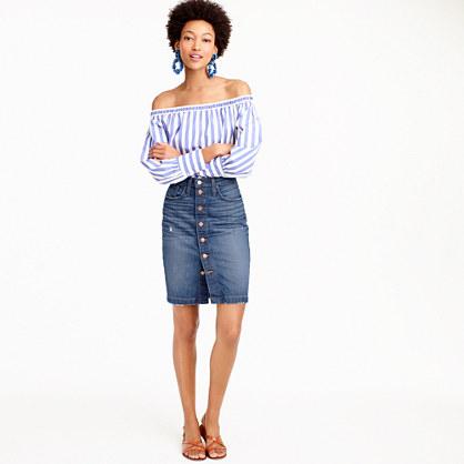 J.Crew Petite Button-front denim mini skirt