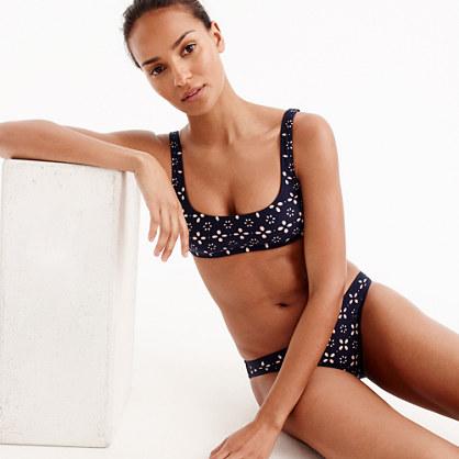 J.Crew Scoop bikini top in lasercut eyelet