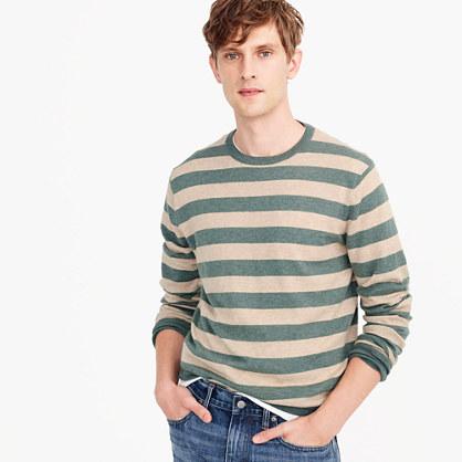 J.Crew Wool-cotton crewneck sweater in wide stripe