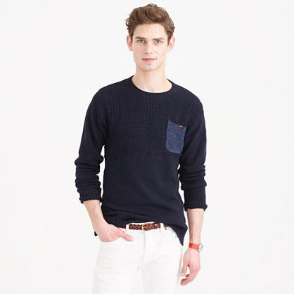 J.Crew Wallace & Barnes cotton guernsey crewneck pocket sweater