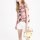 J.Crew Cap-sleeve marble print top
