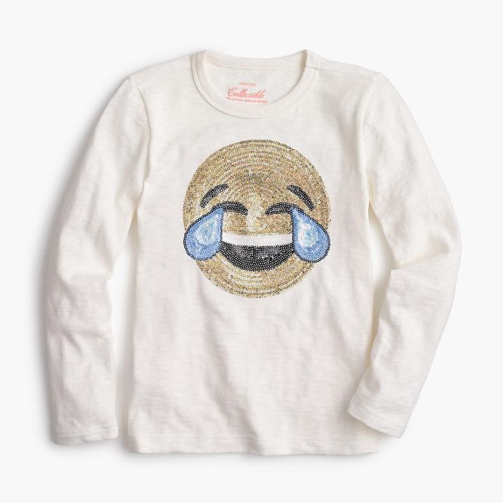 J.Crew Girls' laughing emoji long-sleeve T-shirt