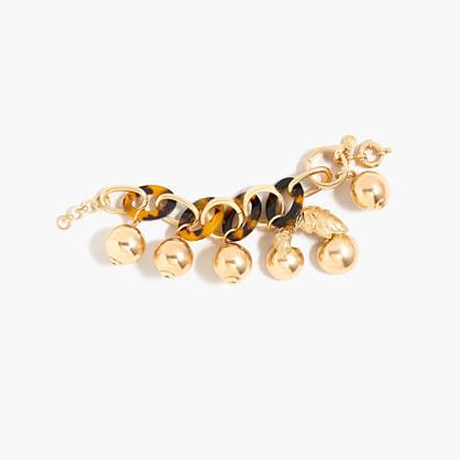 J.Crew Tortoise link bracelet with cherries