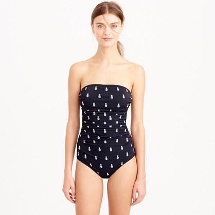 J.Crew Ruched bandeau one-piece swimsuit in pineapple print