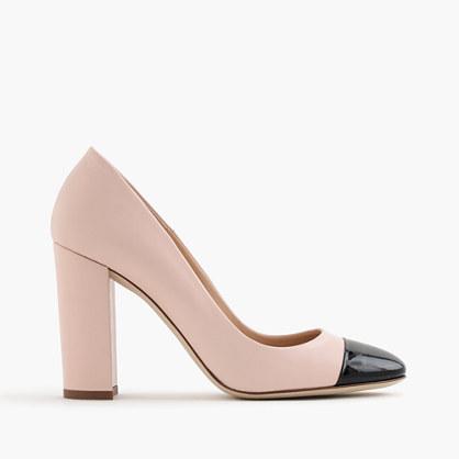 J.Crew Lena leather pumps with patent cap toe