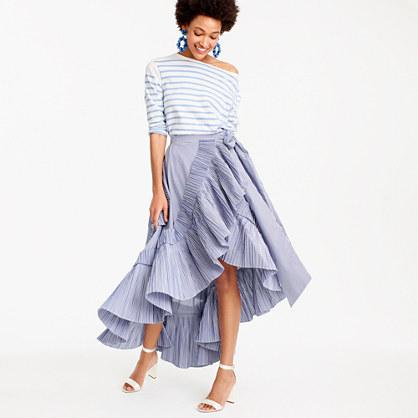 J.Crew Collection ruffle skirt in striped shirting fabric