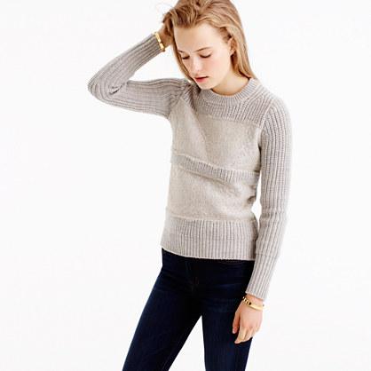 J.Crew Collection lace stripe crewneck sweater