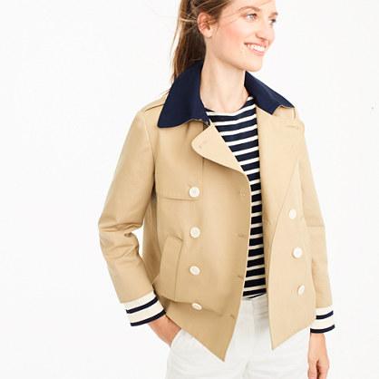 J.Crew Cropped trench with built-in striped cuffs