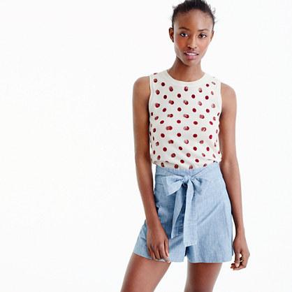 J.Crew Jackie sweater shell in sequin polka dot