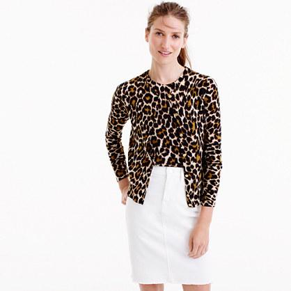 J.Crew Lightweight wool Jackie cardigan sweater in leopard