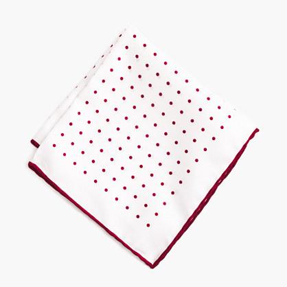 J.Crew Silk pocket square in red dot