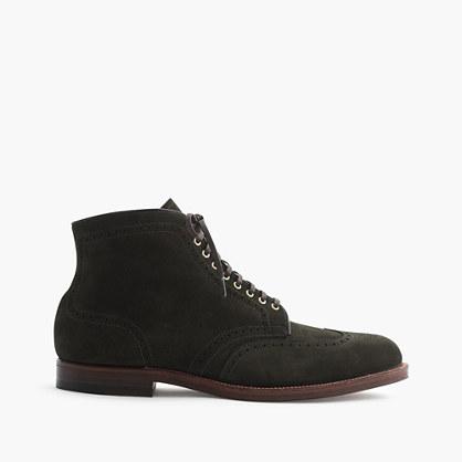 J.Crew Alden&reg; for J.Crew wing tip boots in green suede