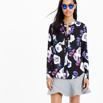 J.Crew Tall collarless pocket top in violet poppy