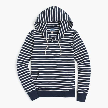 J.Crew Fleece henley hoodie in nautical stripe