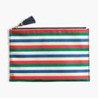 J.Crew Large pouch in striped satin