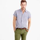J.Crew Short-sleeve d&eacute;lav&eacute; Irish linen shirt in Morton plaid