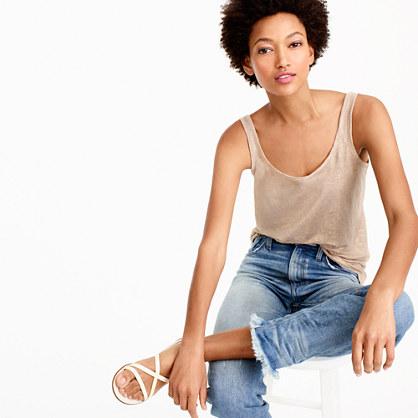 J.Crew Scoopneck linen tank top in metallic