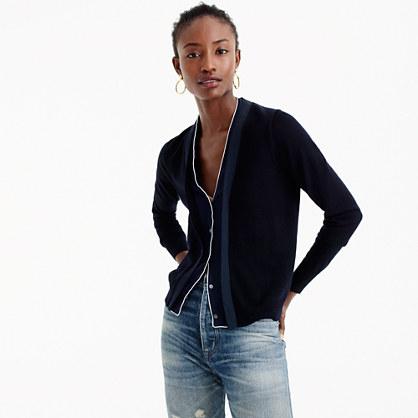 J.Crew Harlow cardigan sweater with tipped-silk underlay