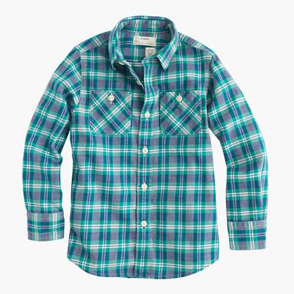 J.Crew Boys' flannel shirt in green plaid