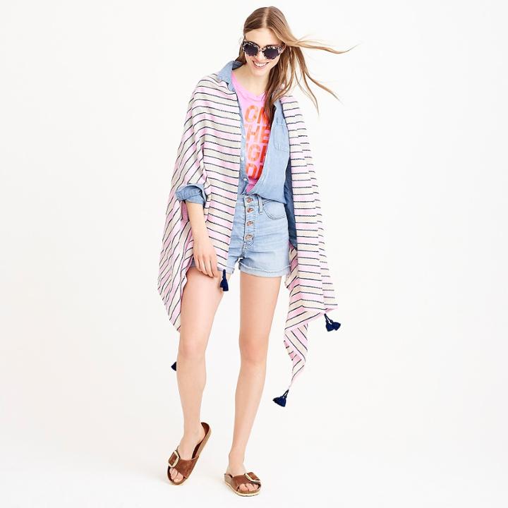 J.Crew Summerweight cape scarf in pink stripe