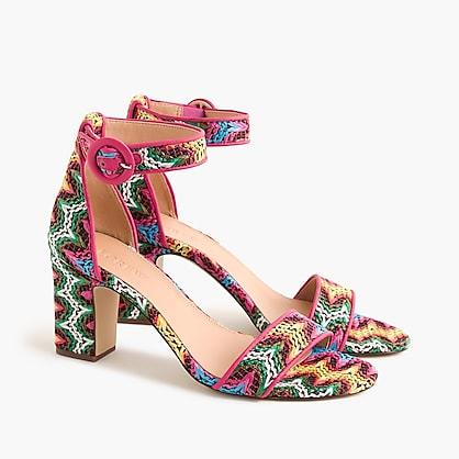 J.Crew Ankle strap high-heel sandals in zigzag raffia