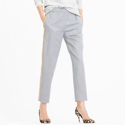 J.Crew Collection Italian wool pull-on pant in beaded tux stripe